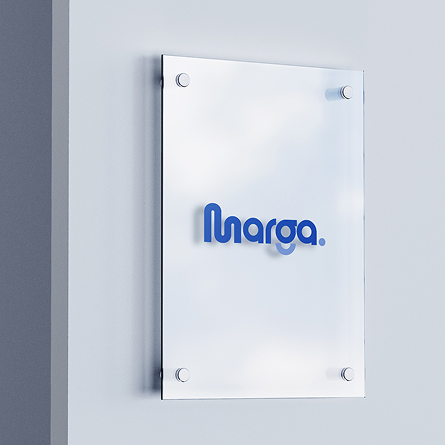 Marga — office plaque with the new logo